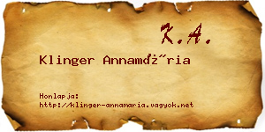 Klinger Annamária névjegykártya